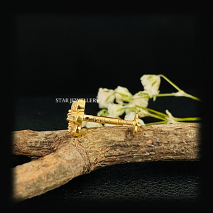 14K Solid Gold White Rose Yellow Gold Natural Diamond Cluster Christian Stud Earrings Flower Shape <b>Gift</b> for Women - Product Image 1