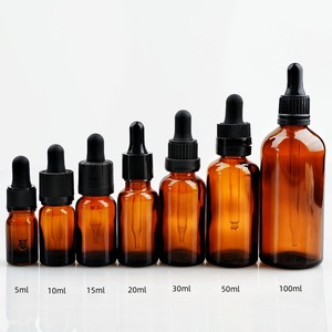 ขวดแก้วสีชาสำหรับน้ำมันหอมระเหย ขนาด 5 มล. 15 มล. 30 มล. 50 มล. 60 มล. 100 มล. พร้อมฝาเกลียวแบบหยดพลาสติกขนาด 18 มม. - Product Image 1