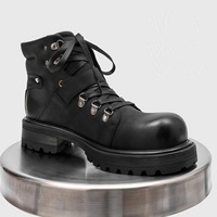 Bottes de travail pour hommes, style Martin, bout rond, semelle épaisse, lacets, style britannique, bottes décontractées
