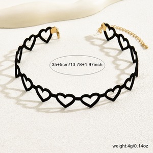 <b>Cross</b>-border dark-themed heart-shaped leather choker necklace/gothic neck <b>chain</b>/Lolita style necklace/collar for women - Product Image 4