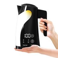 Bouilloire électrique sans fil intelligente pour hôtel et camping-car, 1300W/1200W, affichage numérique, capacité 1,25L, arrêt automatique, base rotative à 360°