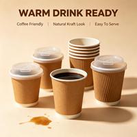 Gobelet en carton ondulé simple paroi imprimé sur mesure, isolant thermique, jetable, pour café, thé, boissons chaudes, vente en gros