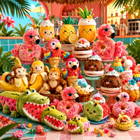 Aangepaste tropische zomer pluche set, fruitvormige dieren knuffels