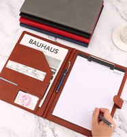 Porte-documents de direction en cuir PU A4 avec logo personnalisé, organiseur de documents professionnels, porte-fichiers