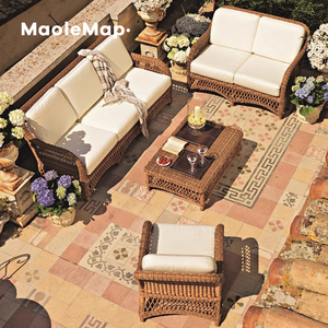 Rattan Furniture <b>Garden</b> <b>Sets</b> Bamboo Balcony Patio <b>Set</b> Restaurant Tables and Chairs Lounge Swimming Pool Relax Chair - Product Image 3