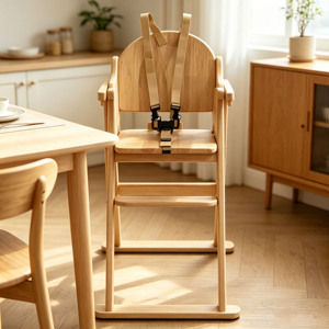 Silla de Comedor Plegable de Madera para Bebé, Elegante Silla de Comedor Multifuncional de Madera Maciza para Niños - Product Image 3