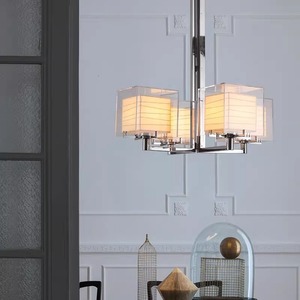 Tony Chi Wall Lamp Series Chandelier Rectangle Chrome <b>Led</b> <b>Light</b> Home Living Room Study Restaurant Lighting E26 Switch Control - Product Image 1
