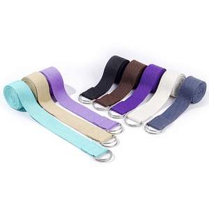 Estiramiento de algodón correa de yoga cinturón de yoga con hebilla de anillo en D de metal ajustable banda elástica para Fitness Pilate - Product Image 3