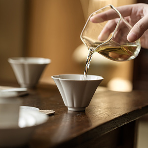 Guanlan Wood Ash Ceramic <b>Tea</b> Cup Cone Shape Porcelain Master Cup For Kung Fu <b>Tea</b> <b>Set</b> Household Personal Use - Product Image 3