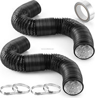 Tuyau composite noir flexible, conduit de ventilation en feuille d'aluminium PVC, tuyau de cheminée extensible, ventilateur d'extraction de cuisine, tuyau de séchage