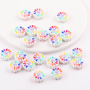 Cuentas de flores acrílicas de 10 mm para la fabricación de joyas, accesorios de bricolaje, forma de pétalo, cuentas sueltas coloridas - Product Image 5