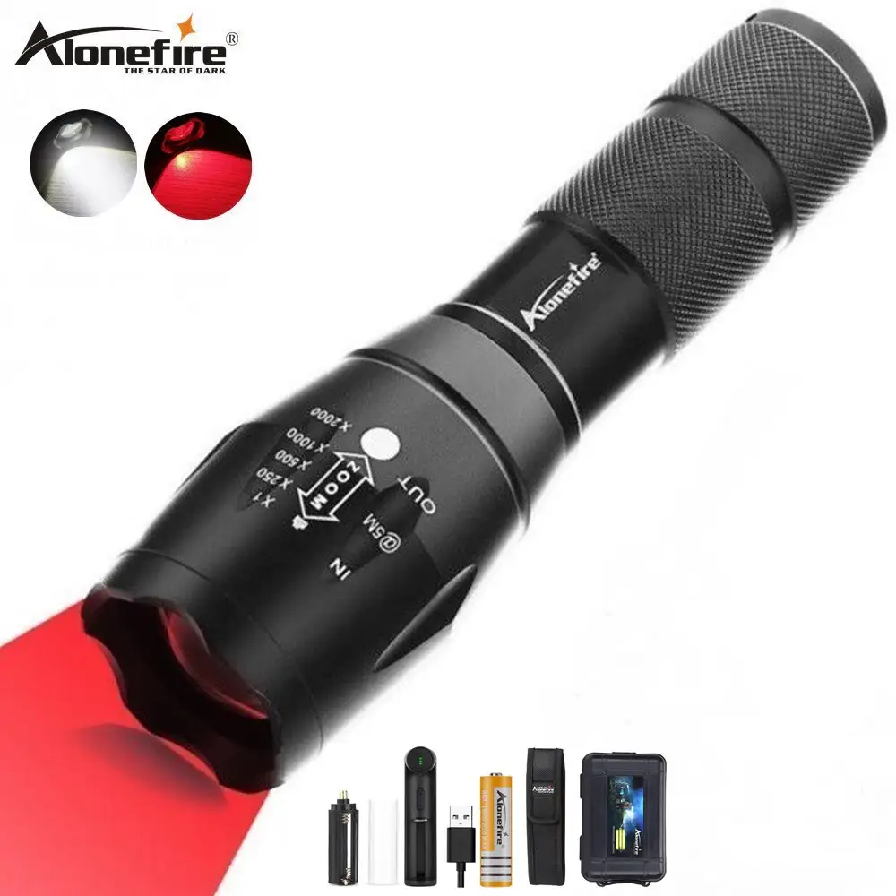 Alonefire G700 2 in 1 White+Red light LED Flashlight Tactical Hunting Fishing lamp Scout popular High power torch 18650 battery
