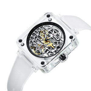 Relojes Mecánicos Automáticos Tourbillon Cuadrados Personalizados de Fábrica para Hombre, Relojes de Pulsera de Goma con Esqueleto Impermeable de Primera Marca - Product Image 2