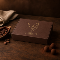 Boîte à courrier auto-verrouillante personnalisée en kraft brun chocolat avec logo en feuille d'or en forme de cabossol pour l'emballage de truffes au chocolat