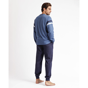 LOIS Vêtements de nuit décontractés en soie pour hommes Pyjama confortable à monture douce avec manches longues Plus Size XL Nightwear Knitted Cotton Fabric - Product Image 2