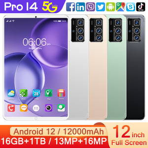 Wifi máy tính bảng PC 12 inch Dual Sim Android Máy tính bảng Pro 14 mang nhãn hiệu 16GB + 1TB Giáo dục và cuộc gọi điện thoại có khả năng - Product Image 3