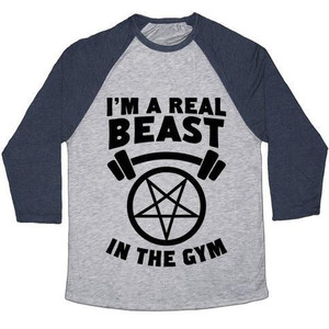 Camiseta de béisbol unisex de mezcla triple I'm a Real Beast in the Gym - Product Image 5