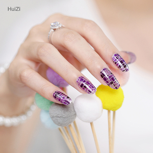 Adhesivo para <span class=keywords><strong>Uñas</strong></span> con Acabado Craquelado y Diseño de <span class=keywords><strong>Purpurina</strong></span> Morada, Estilo Japonés Francés ZB 2D, Fácil de Aplicar - Product Image 5