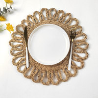 Sous-plat rond en jacinthe d'eau naturelle tressée pour mariage, dessous de verre pour tasses à café, sets de table de cuisine