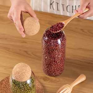 Large Capacity 1100ml 1400ml Glass Jar Transparent Food <b>Storage</b> Container With Cork Ball Stopper Pantry Spice <b>Storage</b> Canister - Product Image 5