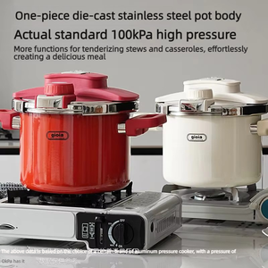 Casserole à pression Gioia compatible avec les cuisinières à gaz, en acier inoxydable 304 émaillé, 6 L, casserole à pression de sécurité, induction universelle - Product Image 2