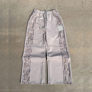 Hochwertige OEM maßgefertigte Oversize Frottee lockere Baumwoll Baggy Jogginghose mit weitem Bein für Herren Hohe doppelt taillierte Sweatpants für Männer - Product Image 3