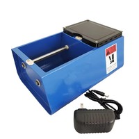 REALMAX 220V Polisseuse à Tambour Unique en Caoutchouc Bleu, Mini Machine à Polir les Pierres, Polisseuse de Pierres à Tambour Unique, Machine à Polir le Silicone