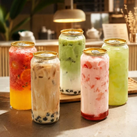 Boîtes de boisson jetables transparentes en PET avec couvercles en aluminium pour l'emballage de lait, café, jus et cola
