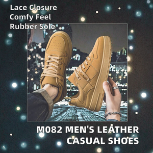 Chaussures de sport décontractées pour hommes, légères, pour la course et la marche, printemps-automne, dessus en cuir, semelle en caoutchouc, lacets - Product Image 2