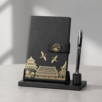 Set Hadiah Pena Notebook Cangkir Pintar Gaya Cina Logo Kustom Layar LED Penunjuk Suhu 4 Warna Kotak Bisnis Korporat