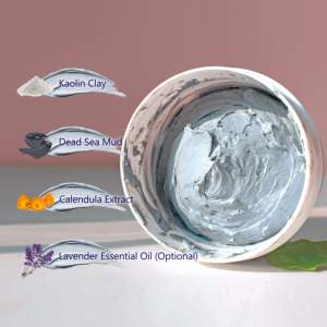 Etiqueta privada Cuidado DE LA PIEL Cara Cuerpo Máscara de minerales del Mar Muerto Desintoxicación de arcilla batida limpia con máscara facial blanqueadora - Product Image 4