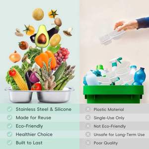 Stainless Steel Snack <b>Containers</b> with Silicone Lids Snack <b>Containers</b> Double Compartment Salad Dressing <b>Containers</b> - Product Image 5