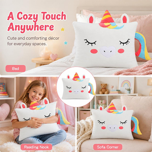 Federa per Cuscino in Peluche per Bambini, <span class=keywords><strong>Unicorno</strong></span> Bianco, Morbida Federa Animale per Letti e Pisolini, Camera da Letto, Casa, Regali di Natale - Product Image 6