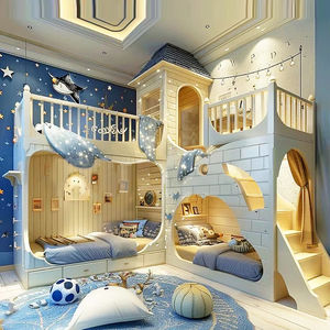 Cama de canto para quarto das crianças castelo crianças Custom Design Game House Grande tamanho <span class=keywords><strong>loft</strong></span> beliches para crianças - Product Image 1