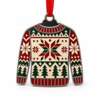Ornement de Noël personnalisé en forme de pull, décoration de sapin, cadeau de Noël nordique pour les fêtes d'hiver, vente en gros, ornement en émail souple