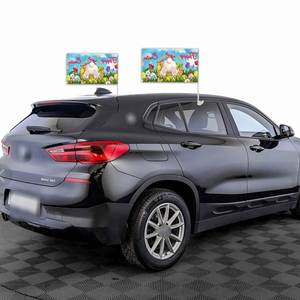 Drapeau de fenêtre de voiture à thème Pâques Lapin, 12x18 pouces, avec logo personnalisé, à prix abordable - Product Image 4