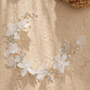 Bandeau de mariage en or Bandeau de Bohème Cristal Perle Cheveux Vigne Fleur Halo Accessoires de Cheveux de Mariée Bijoux de Cheveux - Product Image 1