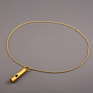 Collier pendentif sifflet plaqué or 60 cm en acier inoxydable, chaîne de mode créative pour homme, bijou de pull - Product Image 2