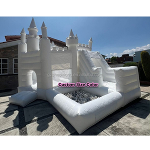 Nouvelle maison de videur de mariage blanche extérieure commerciale toboggan gonflable videur gonflable château blanc maison de rebond avec piscine - Product Image 1