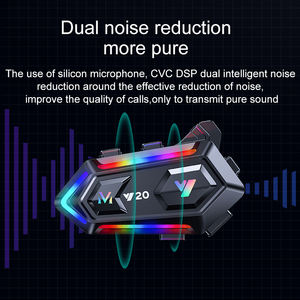 Casque de moto Y20 avec casque Bluetooth, lecteur de musique, communicateur, lumières RGB colorées, étanche, haut-parleurs 1000mAh - Product Image 3