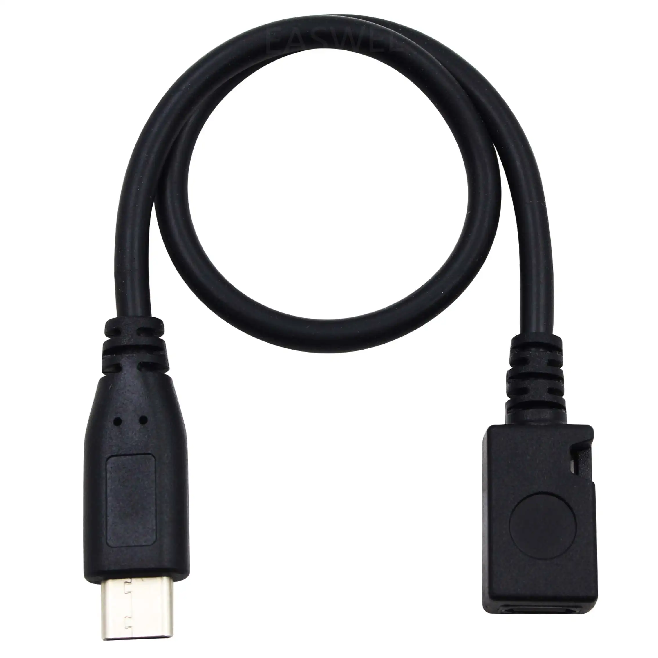 Conversor usb tipo c macho para micro usb fêmea, adaptador para carregador preto