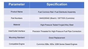 Bộ phận lắp ráp đường ray nhiên liệu động cơ 0445226042 3977530 dành cho động cơ Cummins ISBe ISDe QSB, phục vụ sửa chữa xe tải, xe vận tải, động cơ diesel áp suất cao. - Product Image 6