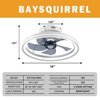 Ventilateur de plafond en acrylique et métal de 19 pouces avec lumière, fonction oscillante, moteur DC intelligent pour la circulation de l'air, personnalisable OEM