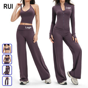 RUIQUWIN Conjunto Deportivo para Mujer, Top Sin Mangas Transpirable de Alta Sujeción para Gimnasio, Running, Fitness y Yoga, Pantalones Elásticos Holgados con Cremallera - Product Image 1