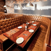 Vente d'usine : Mobilier de restaurant de luxe, banquette en forme de U, banquette en cuir et bois sur mesure pour bar et restaurant