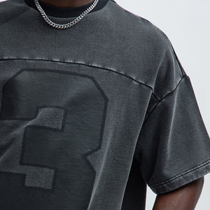 270 그램 Magliette 블랙 베이직 코튼 특대 남성 티셔츠 라운드 넥 반팔 루즈핏 캐주얼 스트리트웨어 패션 티 - Product Image 2