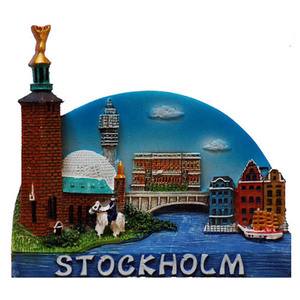 Resina De Bola De Água De Cristal Personalizado MALMO GOTEBORG KIRUNA STOCKHOLM Tourist Souvenir Landmark Edifício Imã De Geladeira & Snow Globe - Product Image 4