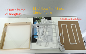 Có thể điều chỉnh <span class=keywords><strong>DIY</strong></span> A4 USB <span class=keywords><strong>LED</strong></span> gỗ hình ảnh khung sáng tạo sáng mờ ánh sáng ban đêm trang trí nội thất UV in ấn tường tác phẩm nghệ thuật cho phòng trang trí nội thất - Product Image 3