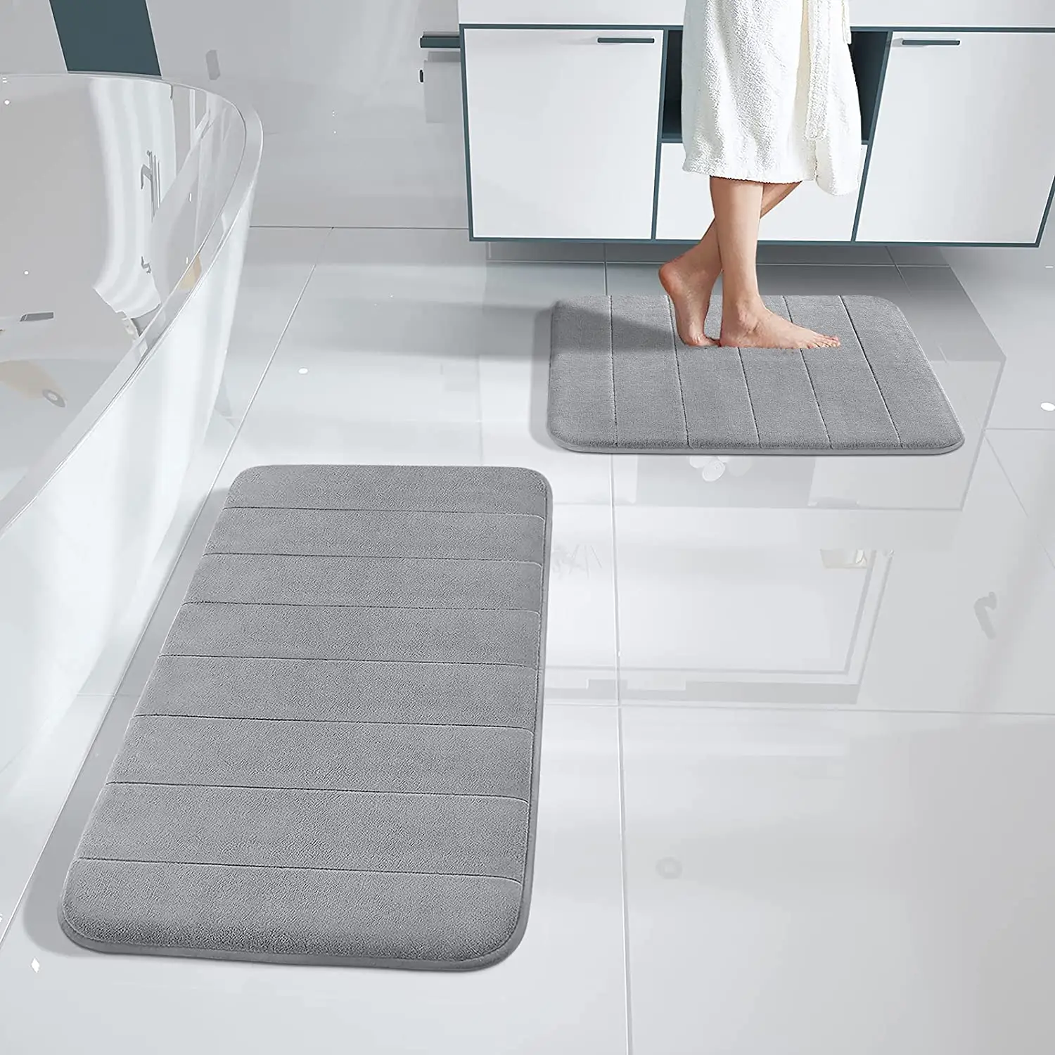 Venda quente Soft Memory Foam Shower Bathroom Floor Mat Tapetes Quick Dry Absorvente Non Slip personalizado Sutera Stone Bath Mat