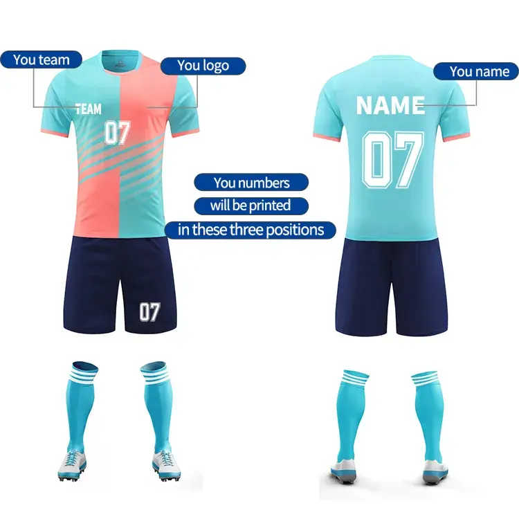 Custom Voetbal Uniform Sublimatie Voetbal T-Shirt Voetbal T-Shirts Voetbal Uniform Team Shirt Voetbal Jersey